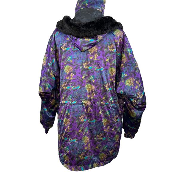 Havoc Size 12 Vintage 80s Ski Jacket Satin Psychedelic Deer Horse Print Winter - Picture 4 of 16